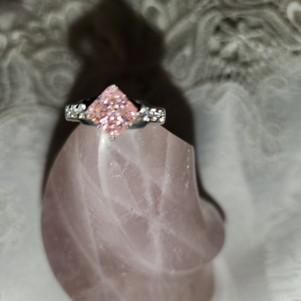 Women's Pink Tourmaline and Cubic Zirconia Ring